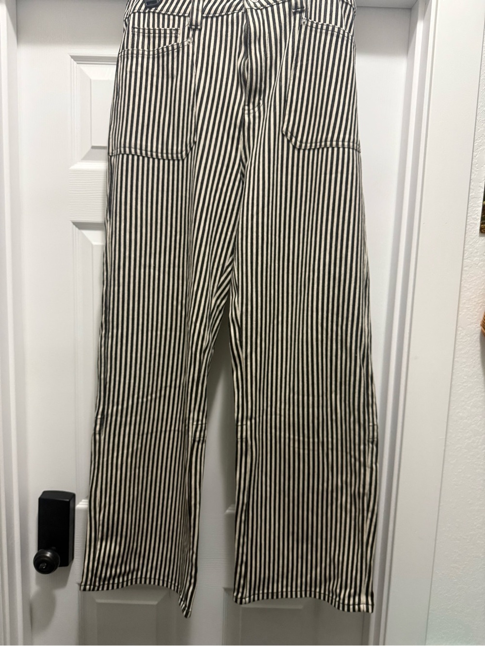 Mica High-Rise Black & White Stripe Wide-Leg Trousers high end boutique brand